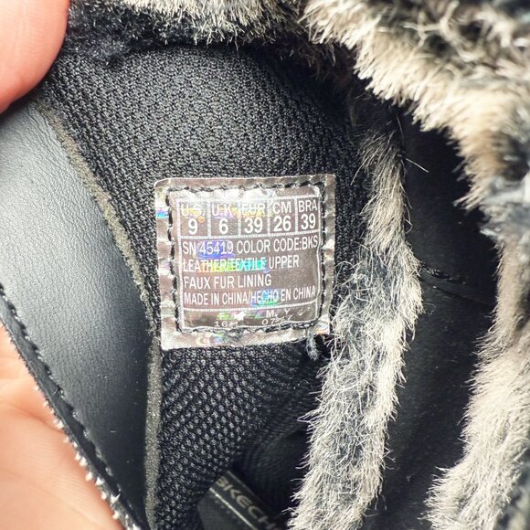 Vintage Y2K Skechers Black Lace Up Snow Boots Women's 9 Side Zip Faux Fur Lining - Picture 8 of 9